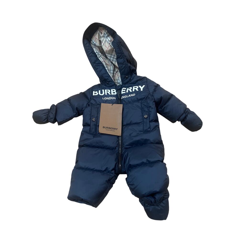 BURBERRY LONDON BABY SKYLAR DOWN‎ PADDED SNOWSUIT SZ 1M